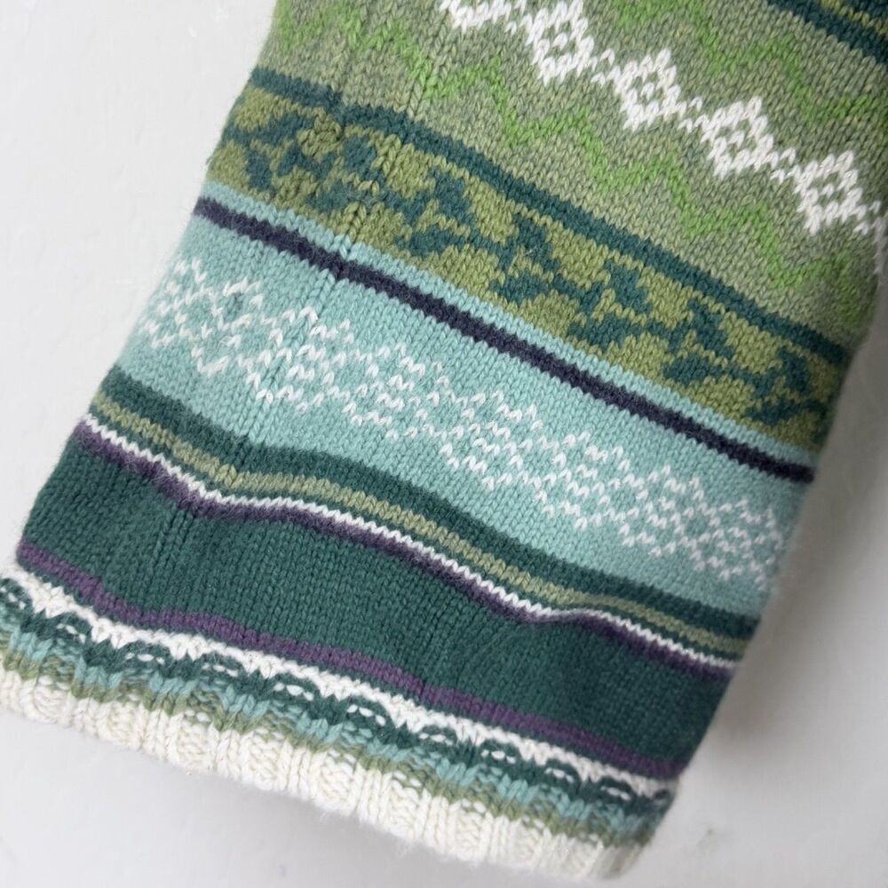 old navy holiday 2007 angora lambswool sweater green striped boho cottegecore m - Picture 7 of 7